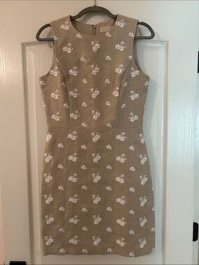 Michael Kors Beige Mini Dress with White Floral Print